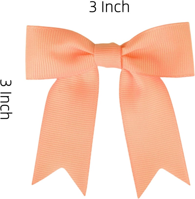 Meseey 50 Pcs 3 Inches Grosgrain Ribbon Twist Tie Bows Pretied Premade Craft Bows for Treat Bags Gift Wrapping Basket Wedding Baby Shower Brithday Christmas Party (Peach) - Image 2